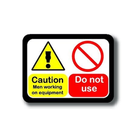 Ergomat 24in x 18in RECTANGLE SIGNS - Caution Men Working On Equipment Do Not Use DSV-SIGN 432 #2042 -UEN